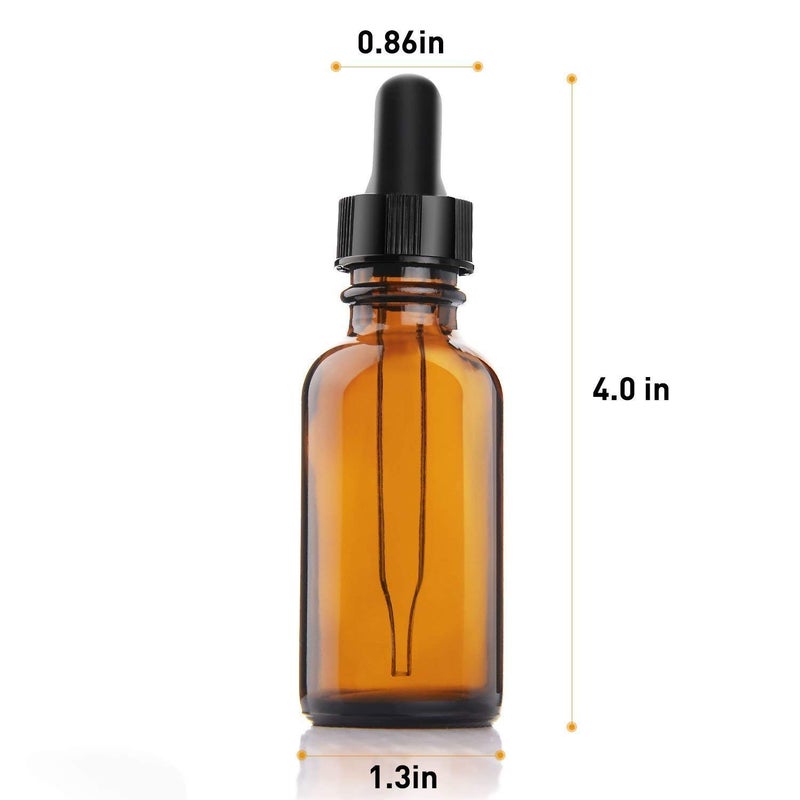 Yesker Amber Glass Bottles for Essential Oils with Glass Eye Dropper 30 ml (1oz) for Essential Oils, Chemistry Lab Chemicals, Colognes & Perfumes- Pack of 6 - Image 3