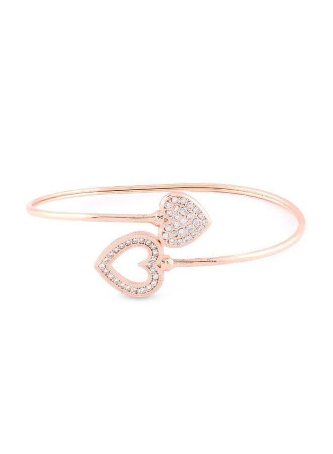 ZAVERI PEARLS Rose Gold Cubic Zirconia Heart Contemporary Brass Bangle Style Kada For Women-ZPFK9506 - Image 1