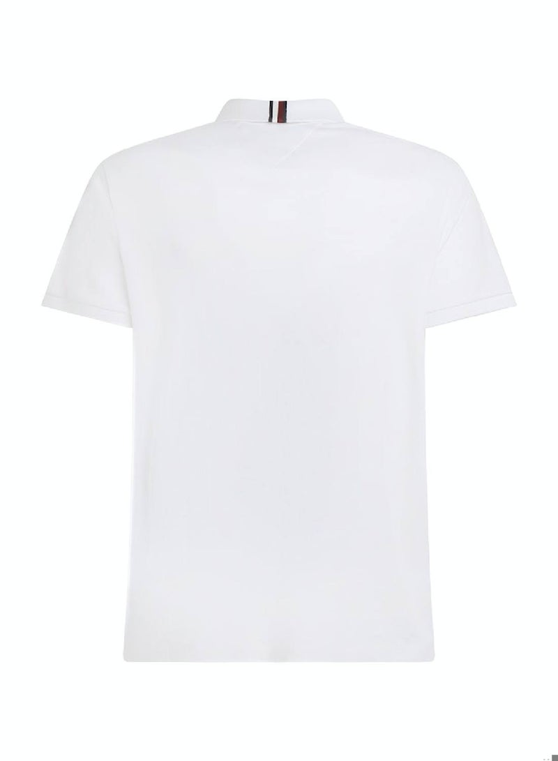 Men's Th Monogram Embroidery Interlock Regular Polo - Pure cotton interlock, White