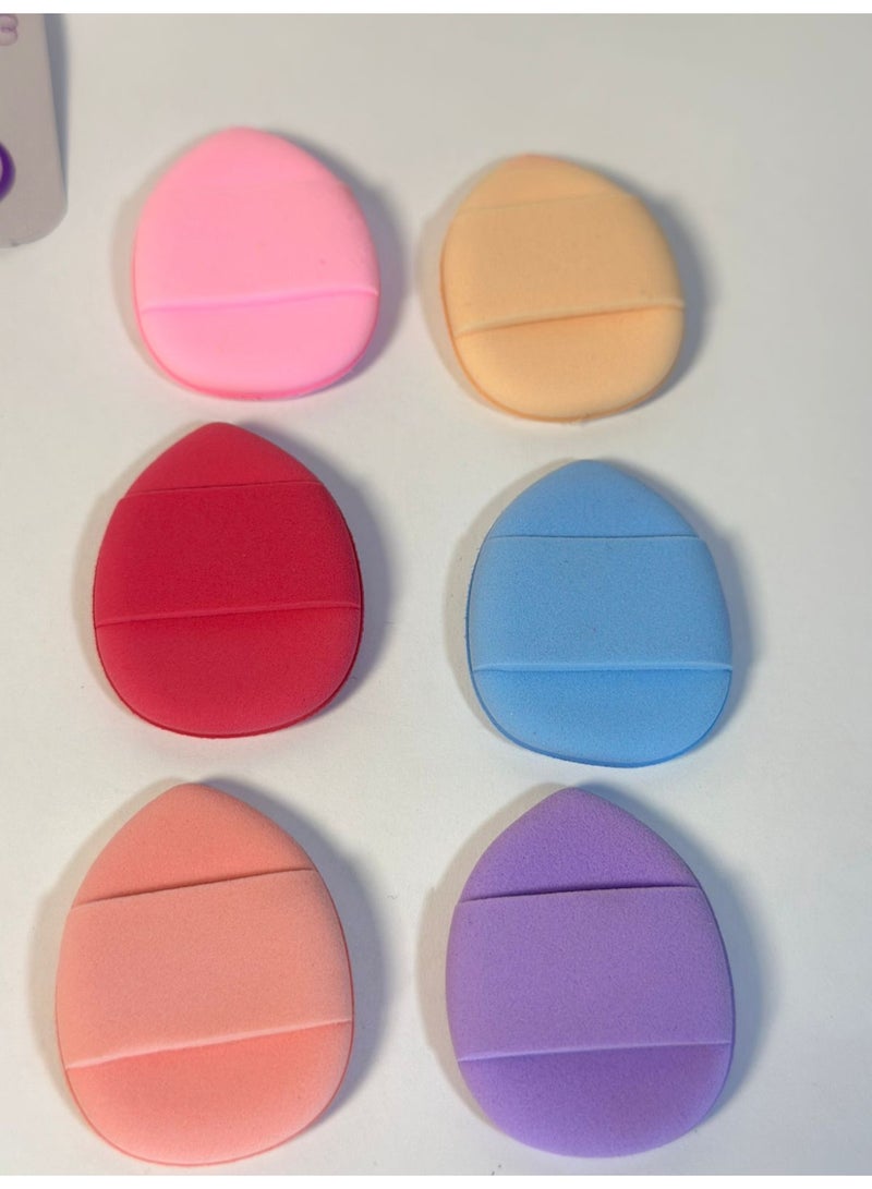 6-piece mini puff powder finger set with a teardrop design; soft and ideal for blending concealer and setting powder under the eyes and in tight corners; washable. - Image 3