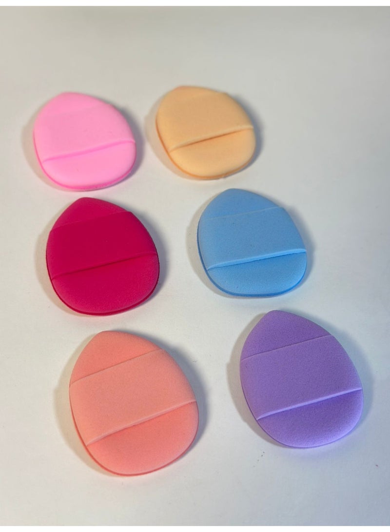 6-piece mini puff powder finger set with a teardrop design; soft and ideal for blending concealer and setting powder under the eyes and in tight corners; washable. - Image 4