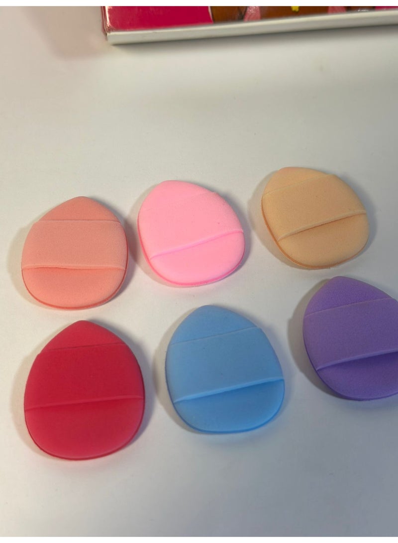 6-piece mini puff powder finger set with a teardrop design; soft and ideal for blending concealer and setting powder under the eyes and in tight corners; washable. - Image 2