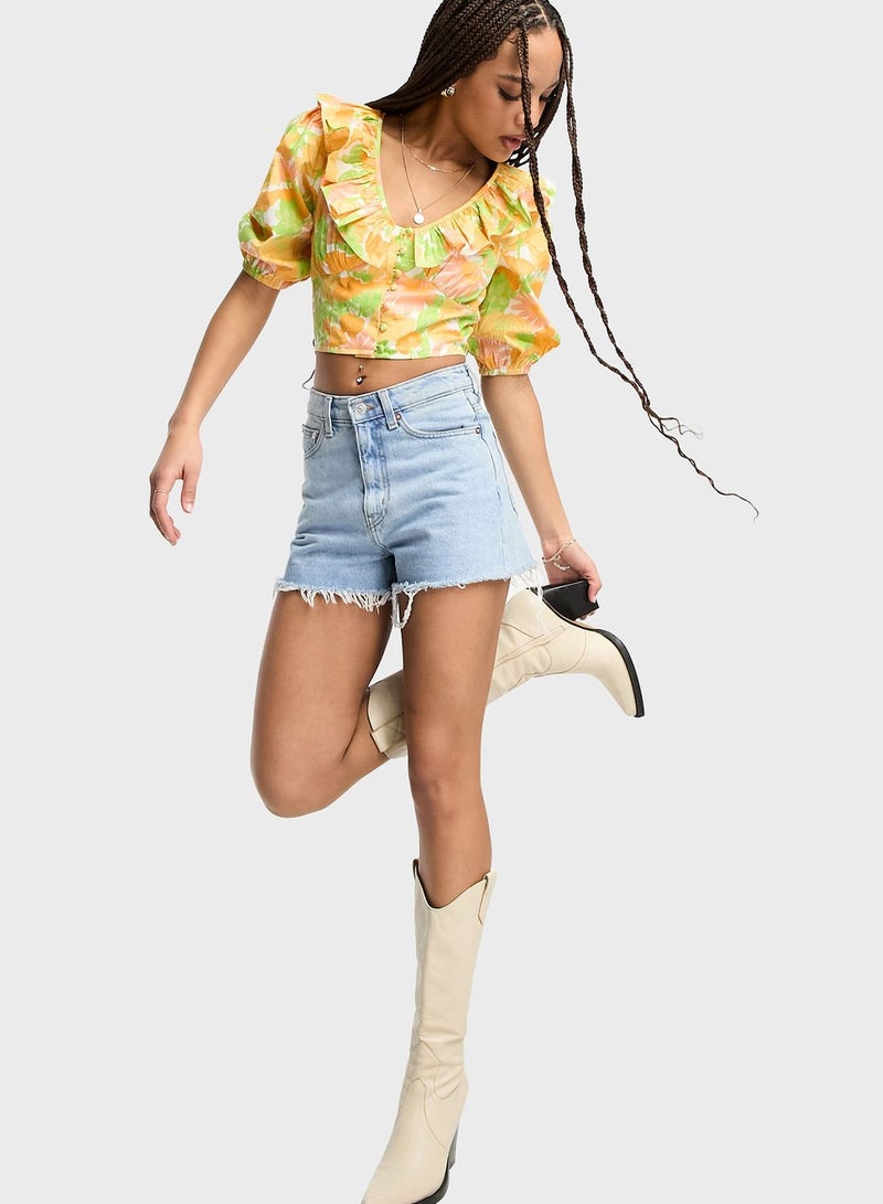 Miss Selfridge Printed Ruffle Top - Image 4