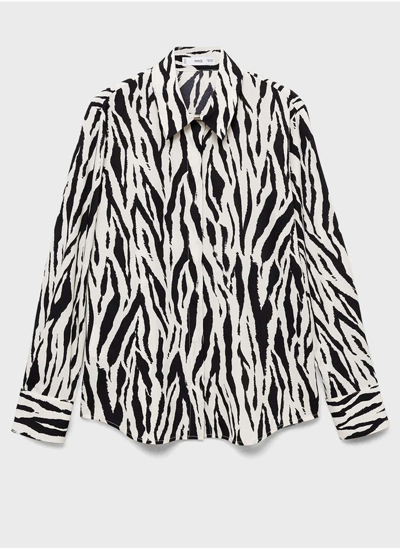 مانجو Basic Printed Button Down Shirt