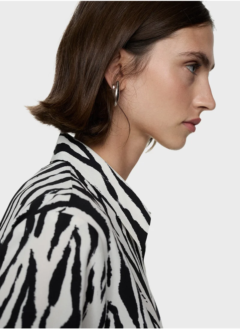 مانجو Basic Printed Button Down Shirt