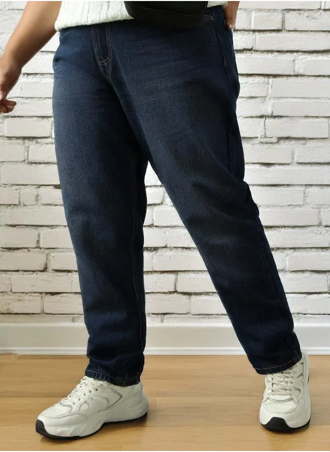 HIGH STAR Women Jeans in Blue featuring Mom fit fit with a washed pattern, regular length, secured with button closure, crafted from cotton – your go-to choice for effortless elegance.