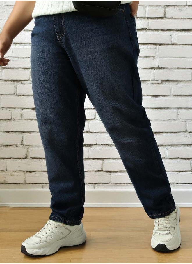 HIGH STAR - Women Jeans in Blue featuring Mom fit fit with a washed pattern, regular length, secured with button closure, crafted from cotton – your go-to choice for effortless elegance. - Image 1