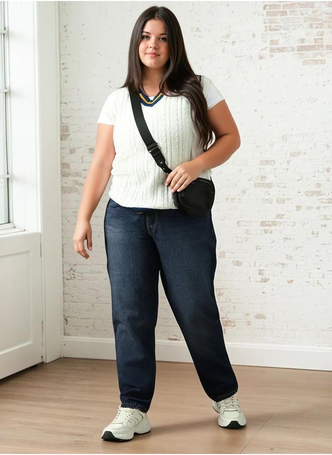HIGH STAR - Women Jeans in Blue featuring Mom fit fit with a washed pattern, regular length, secured with button closure, crafted from cotton – your go-to choice for effortless elegance. - Image 1