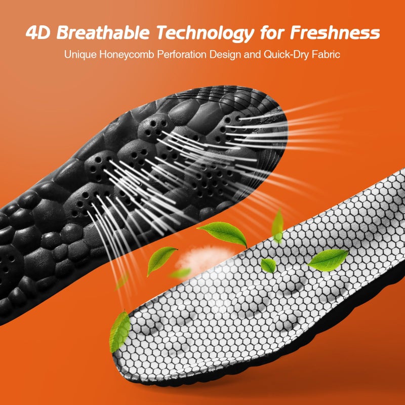 Lennoos 4D Cloud-Soft Comfort Soles for Men - Memory Foam Steppers Insoles with Fresh-Tech Fabric - Arch Support Trim to Fit Insoles for Enhanced Foot Comfort and Fatigue Relief (US M 7.5-10.5) - Image 4