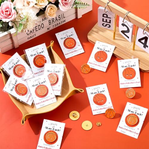 Norme 36 Set Basketball Valentines Day Gift Basketball Pins with youre a Slam Dunk Valentine Cards Sports Themed Valentines Gifts for Friends Class Girlfriend Teammates - Image 5