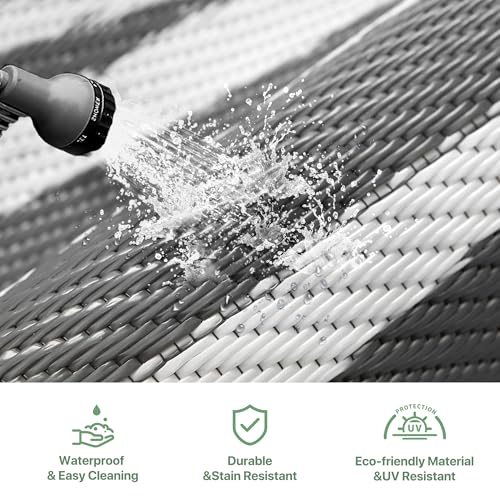 GENIMO Outdoor Rug Waterproof for Patio Decor, 6'x9' Reversible Plastic Straw Area Carpet, Camping Outside Mat for Outdoor, RV, Deck, Camper, Balcony, Picnic, Grey & White - Image 5