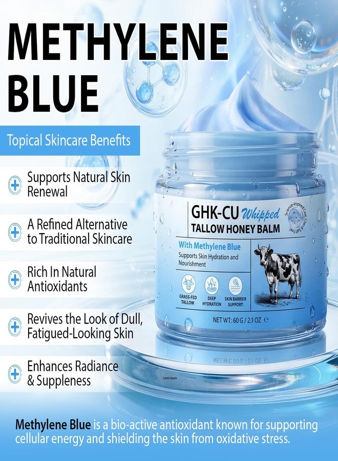 Akeeronn GHK-Cu Copper Peptide Face Cream, Grass-Fed Tallow Balm for Skin with Methylene Blue, Manuka Honey & Vitamin E, Anti-Aging Firming Moisturizer for Wrinkle Reduction, Collagen Boosting, 2.1oz - Image 5