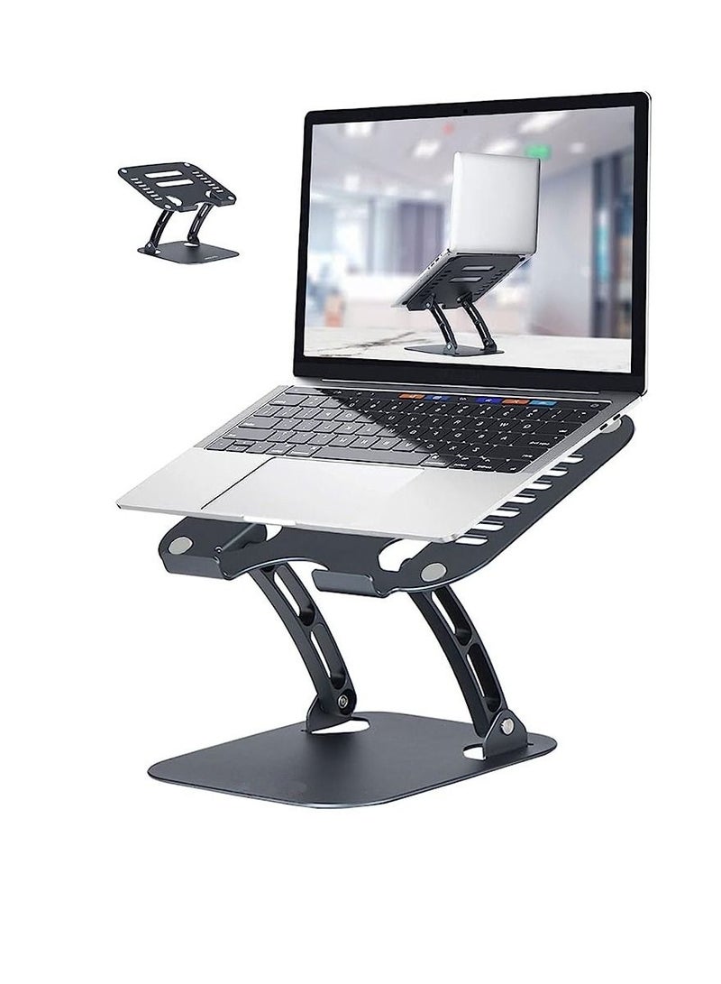 Yuwell Adjustable Foldable Heat Vent Aluminum Laptop Stand For Desk Multi Angle Stand With Heat Vent To Elevate Laptop Notebook Holder - Image 1