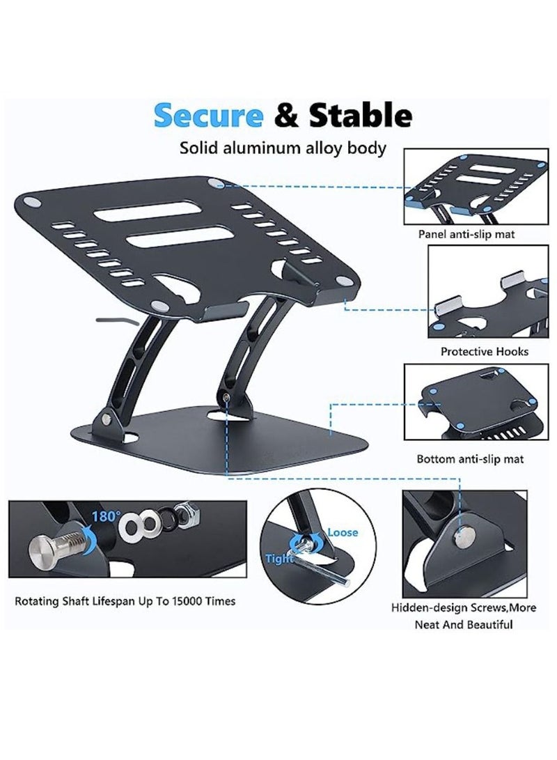 Yuwell Adjustable Foldable Heat Vent Aluminum Laptop Stand For Desk Multi Angle Stand With Heat Vent To Elevate Laptop Notebook Holder - Image 5