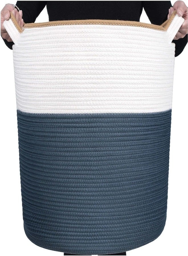 Gleckn Storage Basket With Lid Cotton Rope Storage Baskets Woven Laundry Hamper With Cover, Cloth Storage Bin For Clothes Towels In Living Room,Kitchen, Bedroom, Hall (Design-7, 15 Inch X 20 Inch) - Image 1