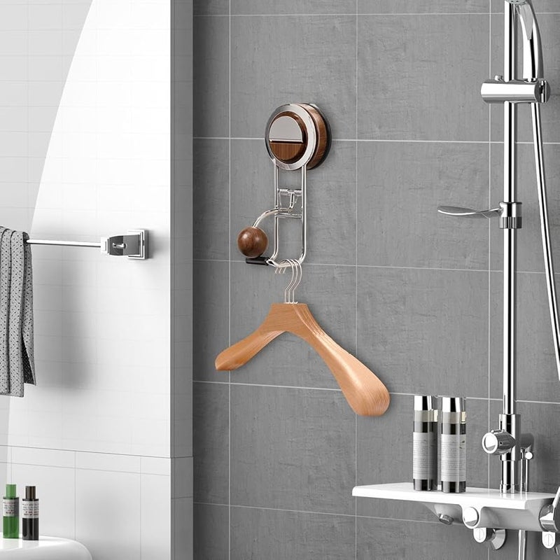 خطافات الفولاذ المقاوم للصدأ بلون الجوز مع كؤوس شفط قابلة للإزالة لتعليق المناشف والأدوات في الحمام - Image 2