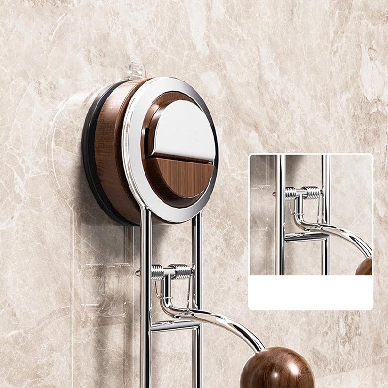 خطافات الفولاذ المقاوم للصدأ بلون الجوز مع كؤوس شفط قابلة للإزالة لتعليق المناشف والأدوات في الحمام - Image 5