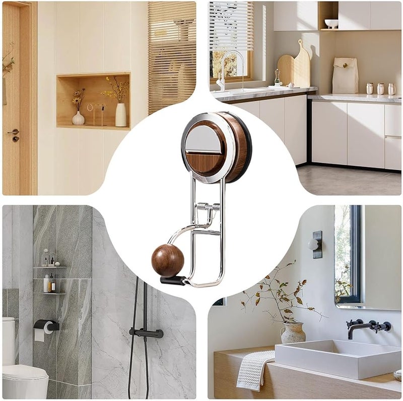 خطافات الفولاذ المقاوم للصدأ بلون الجوز مع كؤوس شفط قابلة للإزالة لتعليق المناشف والأدوات في الحمام - Image 3