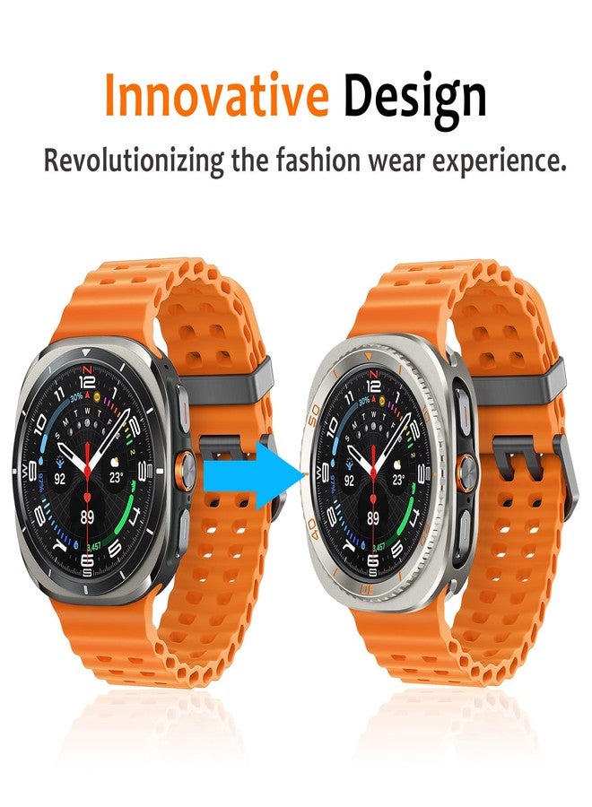 Amizee 3 in 1 Metal Case for Samsung Galaxy Watch Ultra/Ultra 2(2025) 47mm with Screen Protector, Rugged Bumper Scratch Resistant Protection Cover for Galaxy Watch 7/8 Ultra, Numeric-Titanium/Orange - Image 2
