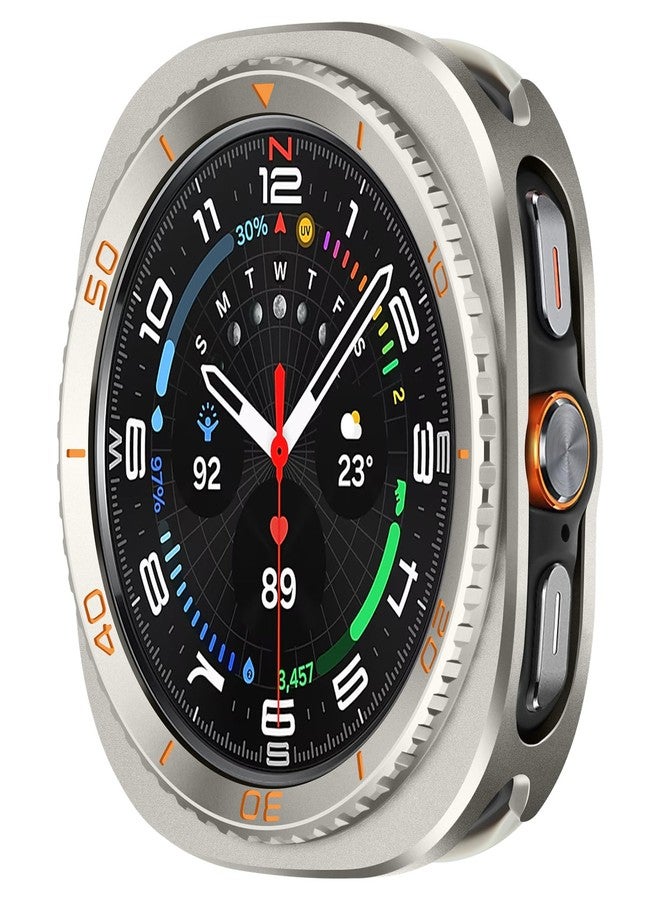 Amizee 3 in 1 Metal Case for Samsung Galaxy Watch Ultra/Ultra 2(2025) 47mm with Screen Protector, Rugged Bumper Scratch Resistant Protection Cover for Galaxy Watch 7/8 Ultra, Numeric-Titanium/Orange - Image 1