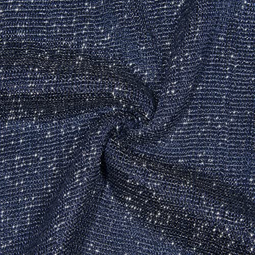 Rheane Navy Blue Evening Wraps Shawls and Wraps for Weddings Fall Sheer Dressy Scarf (Navy with Silver Glitter) - Image 5