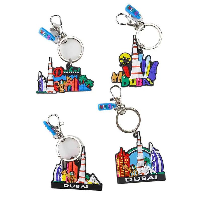 Dubai Design Souvenir Travel Keychain Rubber keyrings- 4pcs