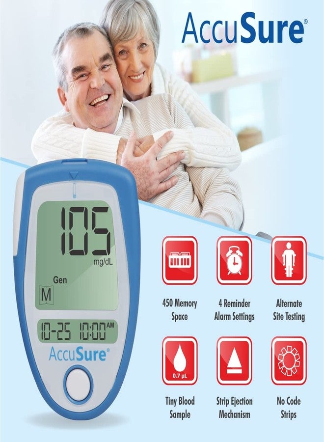 AccuSure Blue Blood Glucose Meter Contains Free 25 Strips - Image 4