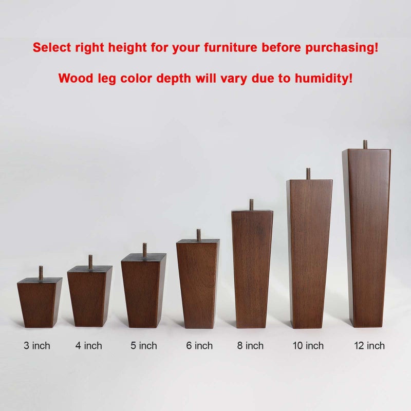WEKIS Solid Wooden Furniture Legs 3 Inch, Natural Wood Mid Century Legs for Furniture Replacements for Couch Legs, Sofa Legs, Bench Legs, Ottoman Legs, Bed Legs, Cabinet Legs, Set of 4 - Image 4
