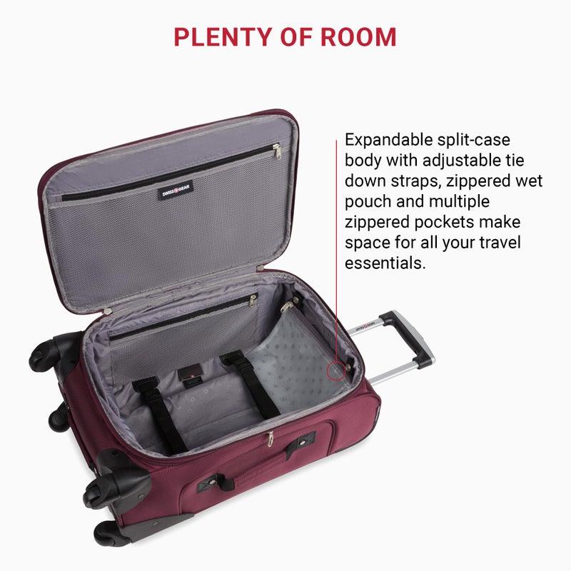 SWISSGEAR Sion Softside Expandable Spinner Luggage Durable Lightweight Travel Suitcase, Merlot, Carry-On 21-Inch - Image 5