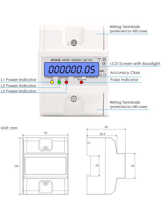 NIBEMINENT Digital Electric Power Meter With LCD Backlight Display White - Image 4