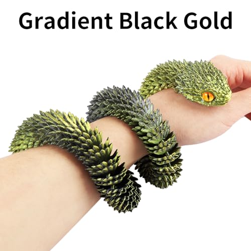 SUMLAND 3D Printed Snake3D Printed Animals24 Inch 3D Printed Fidget ToysArticulated Crystal AnacondaHome Office Executive Desk Decoration Black Gold - Image 5
