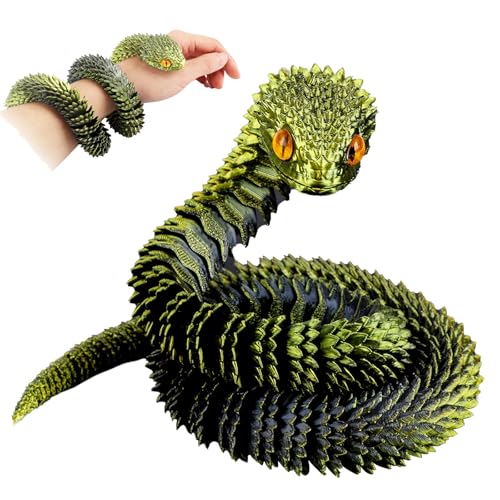 SUMLAND 3D Printed Snake3D Printed Animals24 Inch 3D Printed Fidget ToysArticulated Crystal AnacondaHome Office Executive Desk Decoration Black Gold - Image 1