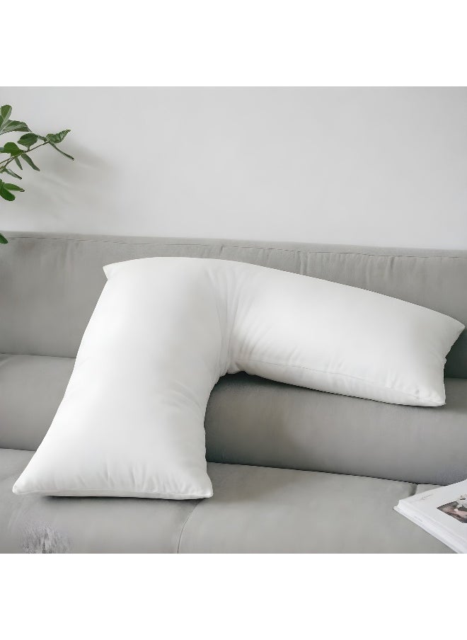 Rest Maternity V-Shaped Extra Smooth Pillow 70X70Cm Suitable For Neck And Back Support Sleeper Pillow Head Support Microfiber Pain Relief White  - Image 2