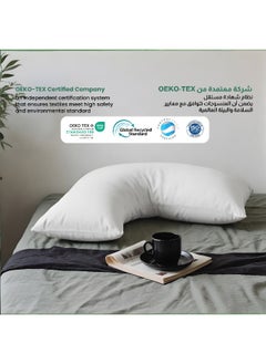 Rest Maternity V-Shaped Extra Smooth Pillow 70X70Cm Suitable For Neck And Back Support Sleeper Pillow Head Support Microfiber Pain Relief White  - Image 4