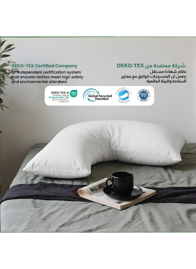 Rest Maternity V-Shaped Extra Smooth Pillow 70X70Cm Suitable For Neck And Back Support Sleeper Pillow Head Support Microfiber Pain Relief White  - Image 4