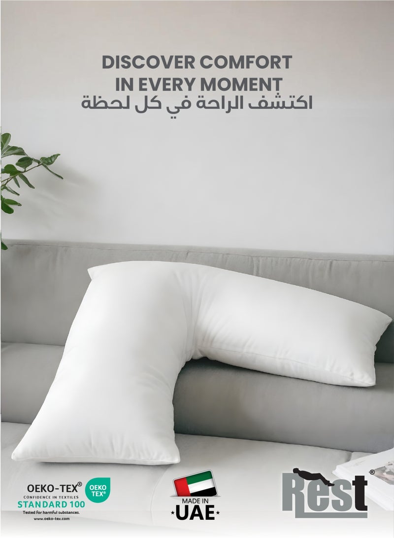 REST Maternity V-Shaped Extra Smooth Pillow 70x70cm Suitable for Neck and Back Support Sleeper Pillow Head Support Microfiber Pain Relief  White - Image 3