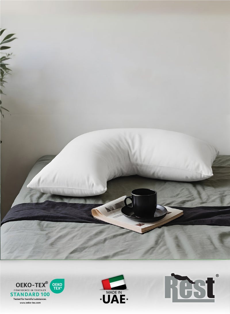 REST Maternity V-Shaped Extra Smooth Pillow 70x70cm Suitable for Neck and Back Support Sleeper Pillow Head Support Microfiber Pain Relief  White - Image 4