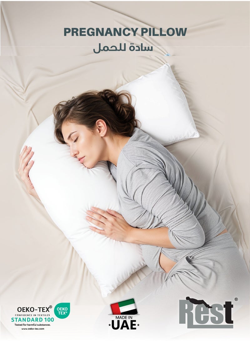 REST Maternity V-Shaped Extra Smooth Pillow 70x70cm Suitable for Neck and Back Support Sleeper Pillow Head Support Microfiber Pain Relief  White - Image 1