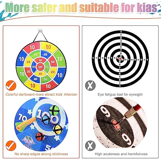 SIMDAO 26 Inches Kids Dart Board Set Double Sided Foldable Felt Dartboard with 12Pcs sticky Ball 6 darts 3 Sticky Dartboard Toys and Storage Bag for 410 years Kid Indoor Outdoor Toys Games Toys Gifts - Image 3