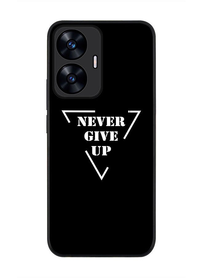Stylizedd Rugged Black edge case for Realme C55 4G Slim fit Soft Case Flexible Rubber Edges Anti Drop TPU Gel Thin Cover -  Never give up  - Image 1