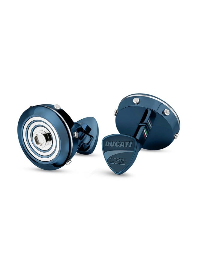 Ducati Corse - Speciale Silver and Blue Luxury Cufflinks For Men - Image 1