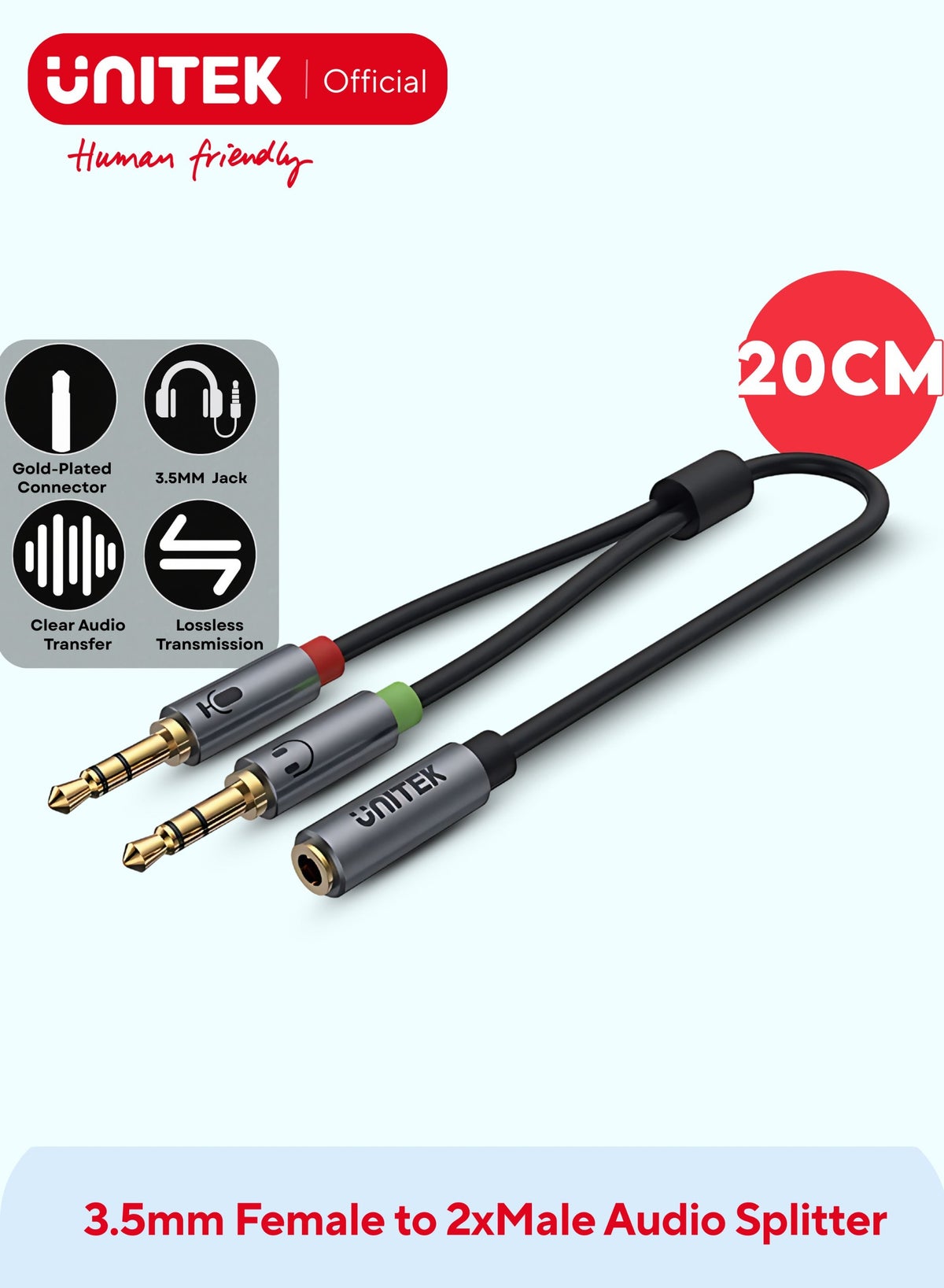 UNITEK UNITEK 3 Audio Splitter Cable 3.5 MM 0.2 M ZE6F48C8A0C8A6A6308D8Z