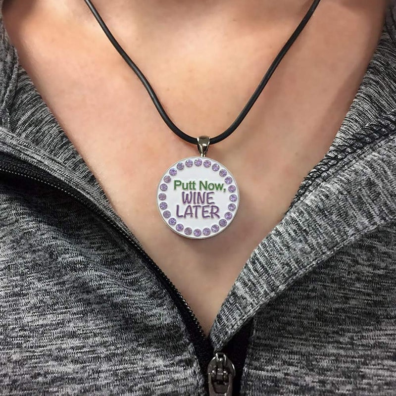 Giggle Golf Bling Golf Ball Marker With A Magnetic Pendant Necklace for Women - Image 1