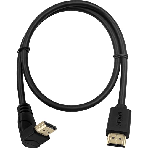 Poyiccot HDMI 2.0 Male to Male Cable 90 Degree, 2 Feet / 60cm HDMI Male to Male Downward Angle Cable 60Hz, 4K * 2K Gold Plated High Speed (M/M Down) - Image 1