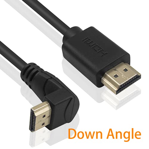 Poyiccot HDMI 2.0 Male to Male Cable 90 Degree, 2 Feet / 60cm HDMI Male to Male Downward Angle Cable 60Hz, 4K * 2K Gold Plated High Speed (M/M Down) - Image 2