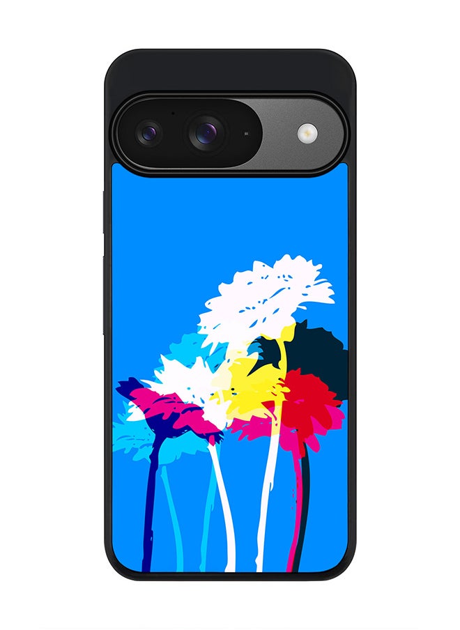 Stylizedd For Google Pixel 9 Case,Slim fit Camera Protection, Shockproof Thin Phone cover - Bleeding Flowers (Blue)  - Image 1