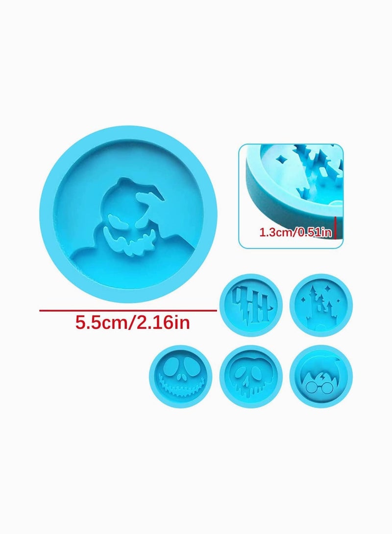 Y&D 10 Pieces Phone Grip Epoxy Resin Molds, Theme Badge 6 Pcs Circle Shaped Silicone On Top Molds with 4 Sockets for DIY Crafts Jewelry Making - Image 5