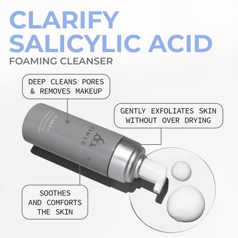 COSMEDIX Clarify Salicylic Acid Foaming Face Wash â€“ Gentle Exfoliating Cleanser for Sensitive & Blemish-Prone Skin â€“ Aloe Vera Formula for Glowing, Balanced Skin â€“ 145 ml / 5 fl oz - Image 2