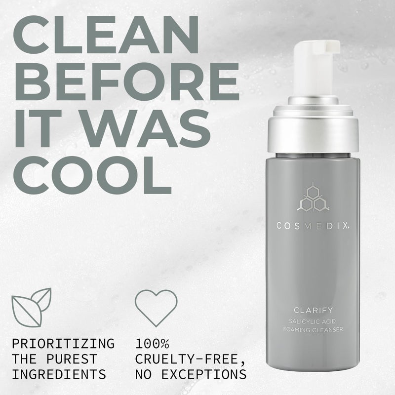 COSMEDIX Clarify Salicylic Acid Foaming Face Wash â€“ Gentle Exfoliating Cleanser for Sensitive & Blemish-Prone Skin â€“ Aloe Vera Formula for Glowing, Balanced Skin â€“ 145 ml / 5 fl oz - Image 5