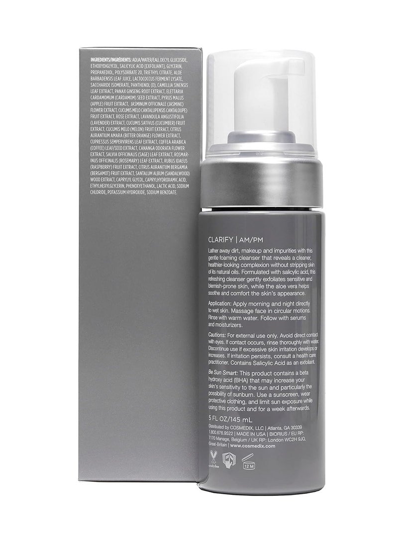 CosMedix COSMEDIX Clarify Salicylic Acid Foaming Cleanser, Exfoliates Sensitive and Blemish-Prone Skin, Aloe Vera, Alcohol and Sulfate Free, Cruelty-Free, Gluten Free  - Image 2